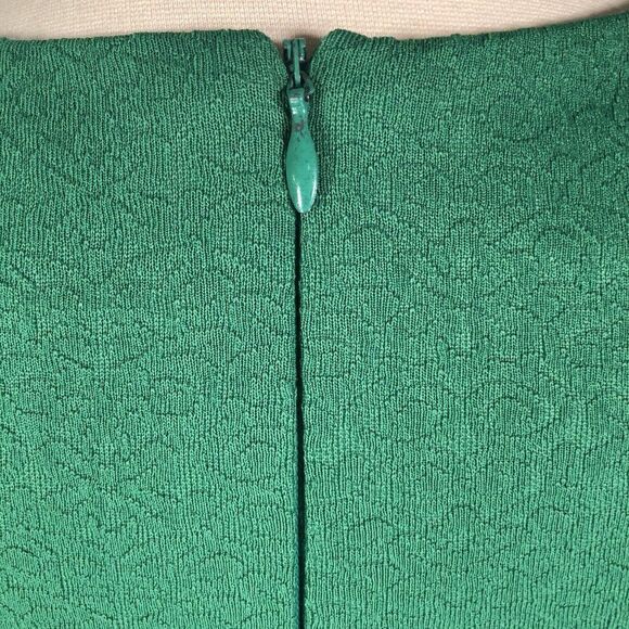 Vtg 70s Handmade Green Day Dress Large Sheath Sleeveless Wiggle Polyester Knee - Picture 12 of 12